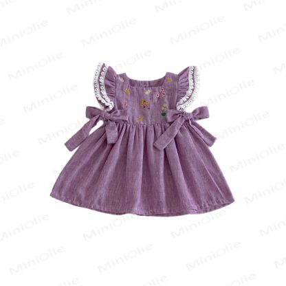 Baby Embroidered Flutter Sleeves Dress - image 8