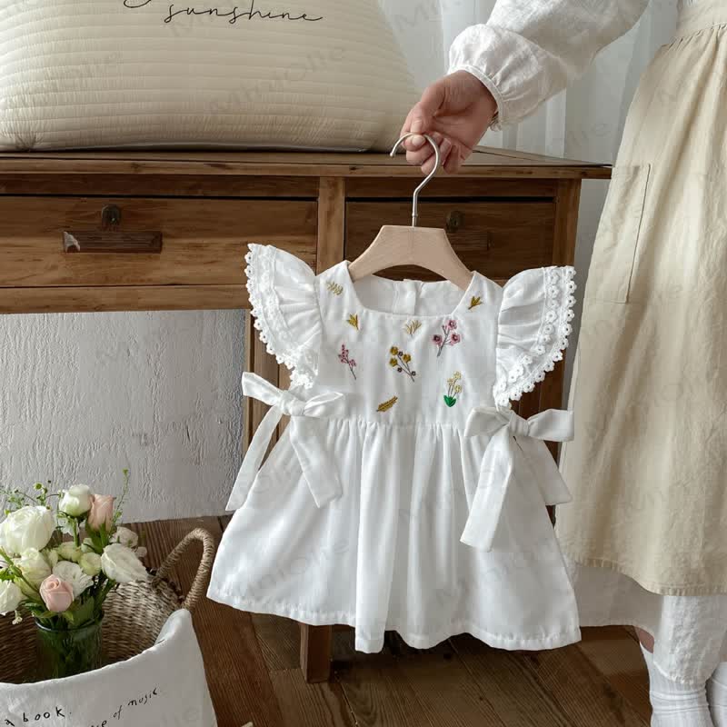 Baby Embroidered Flutter Sleeves Dress - image 6