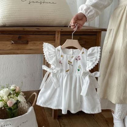 Baby Embroidered Flutter Sleeves Dress - image 6