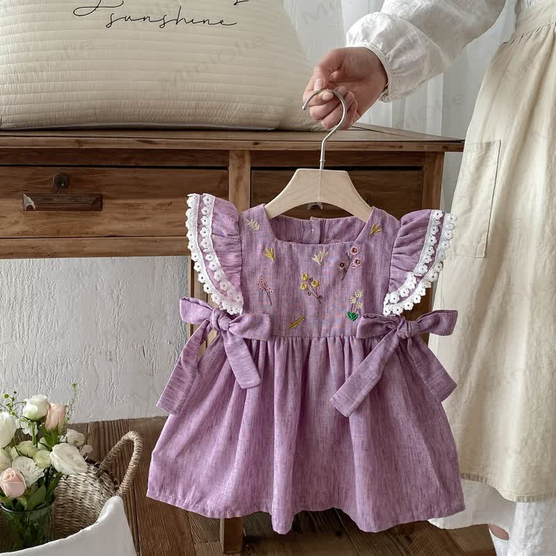 Baby Embroidered Flutter Sleeves Dress - image 10