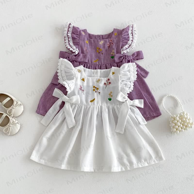 Baby Embroidered Flutter Sleeves Dress - image 12