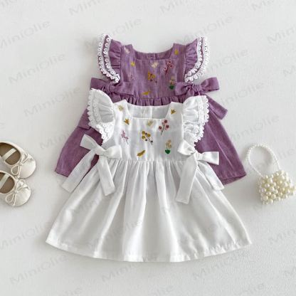 Baby Embroidered Flutter Sleeves Dress - image 12
