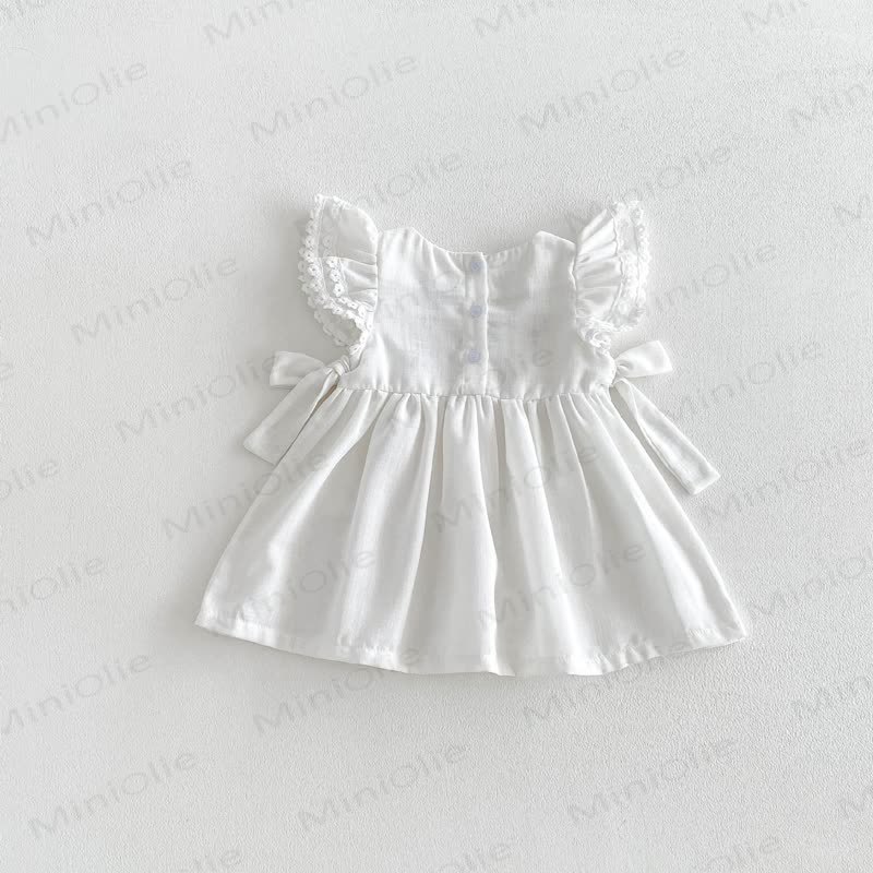 Baby Embroidered Flutter Sleeves Dress - image 7