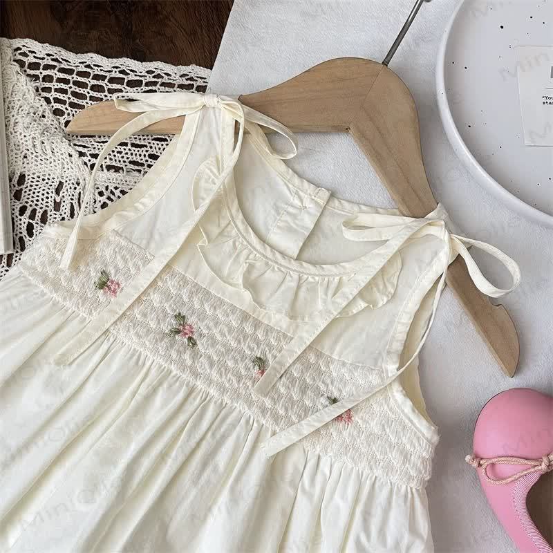 Toddler Girl Floral Beige Sleeveless Dress - image 2