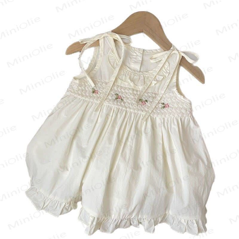 Toddler Girl Floral Beige Sleeveless Dress - image 5