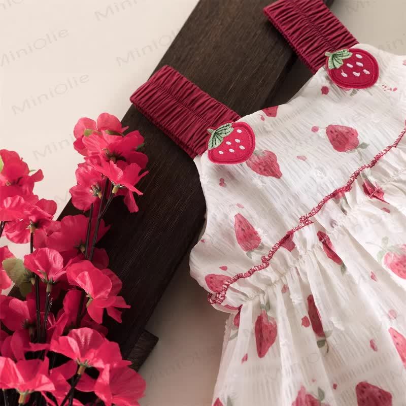 Baby Toddler Strawberry Dress with Hat - image 5