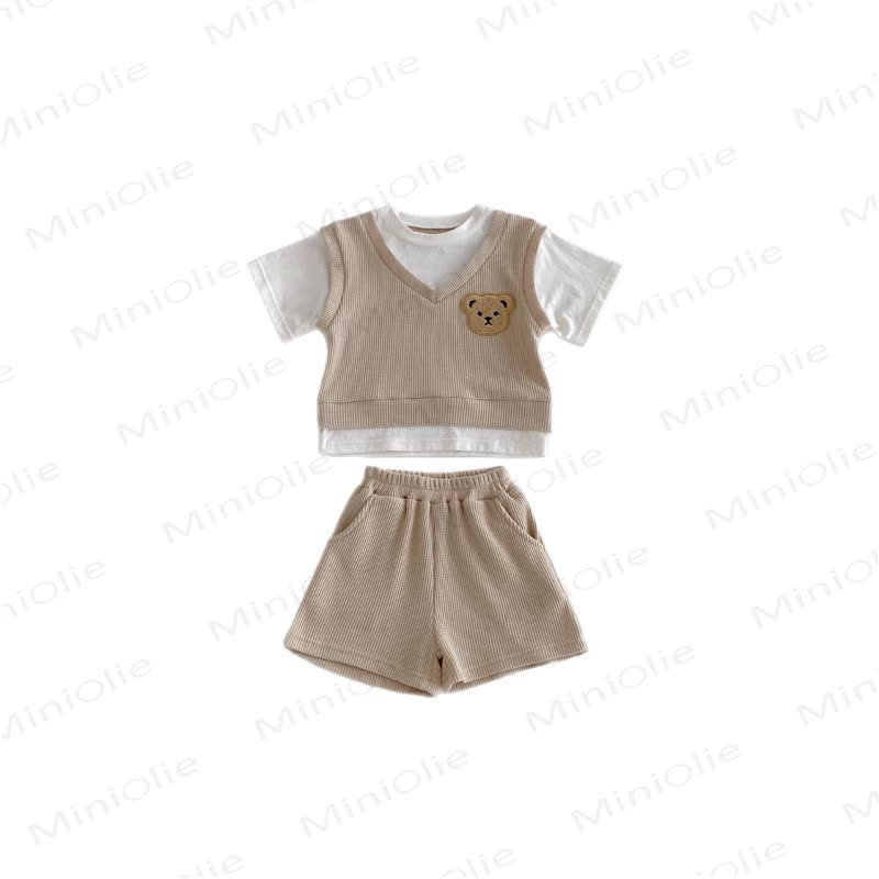 Baby Toddler Fake 2pcs Tee and Shorts Waffle Set - image 14