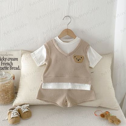 Baby Toddler Fake 2pcs Tee and Shorts Waffle Set - image 12
