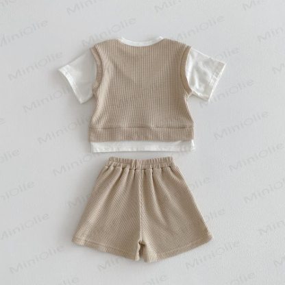 Baby Toddler Fake 2pcs Tee and Shorts Waffle Set - image 13