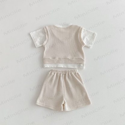 Baby Toddler Fake 2pcs Tee and Shorts Waffle Set - image 6