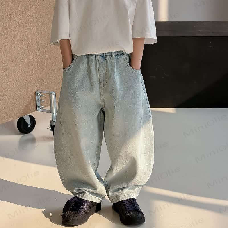 Toddler Kid Boy Denim Loose Pants - Blue - 8-9T - image 2