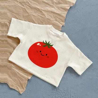 Baby Smiling Tomato Summer Casual T-shirt - White - 2-3T - image 1