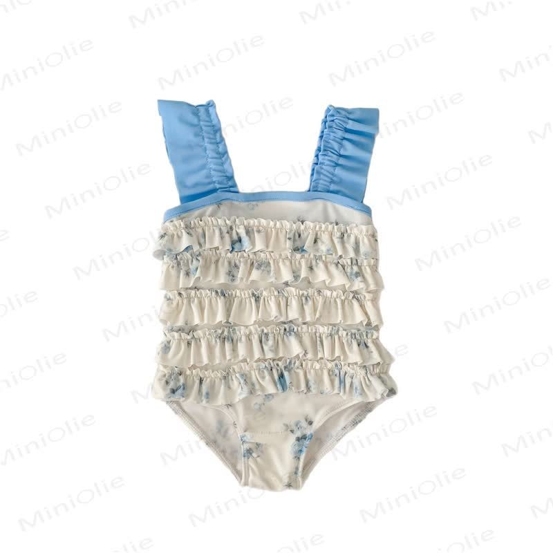 Toddler Girl Floral Blue One-piece Swimsuit - image 10