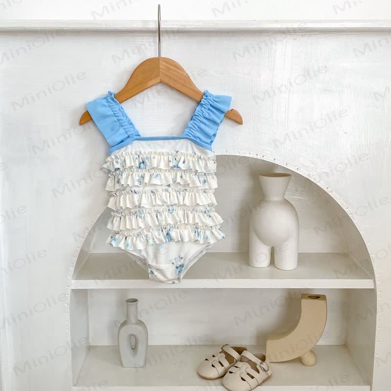 Toddler Girl Floral Blue One-piece Swimsuit - image 5