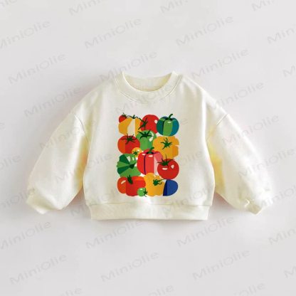 Baby Toddler Vegetable Illustration Beige Sweatshirt - Cream - 3-5T - image 1