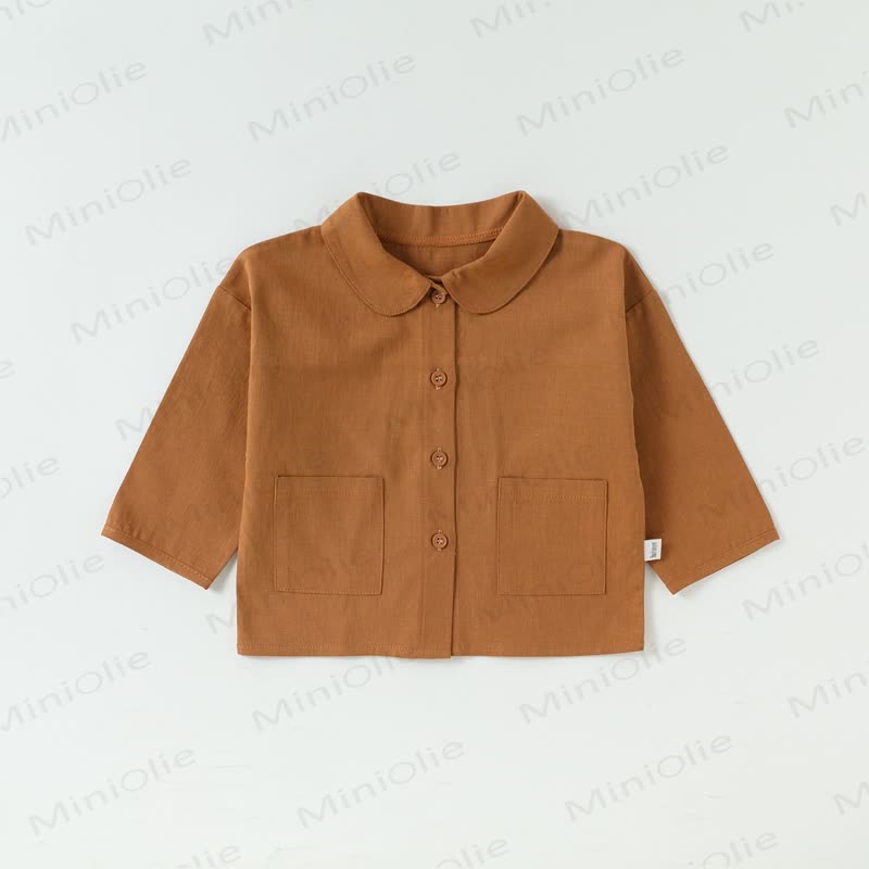 Baby Toddler Solid Color Pocket Shirt - Brown - 3-4T - image 6