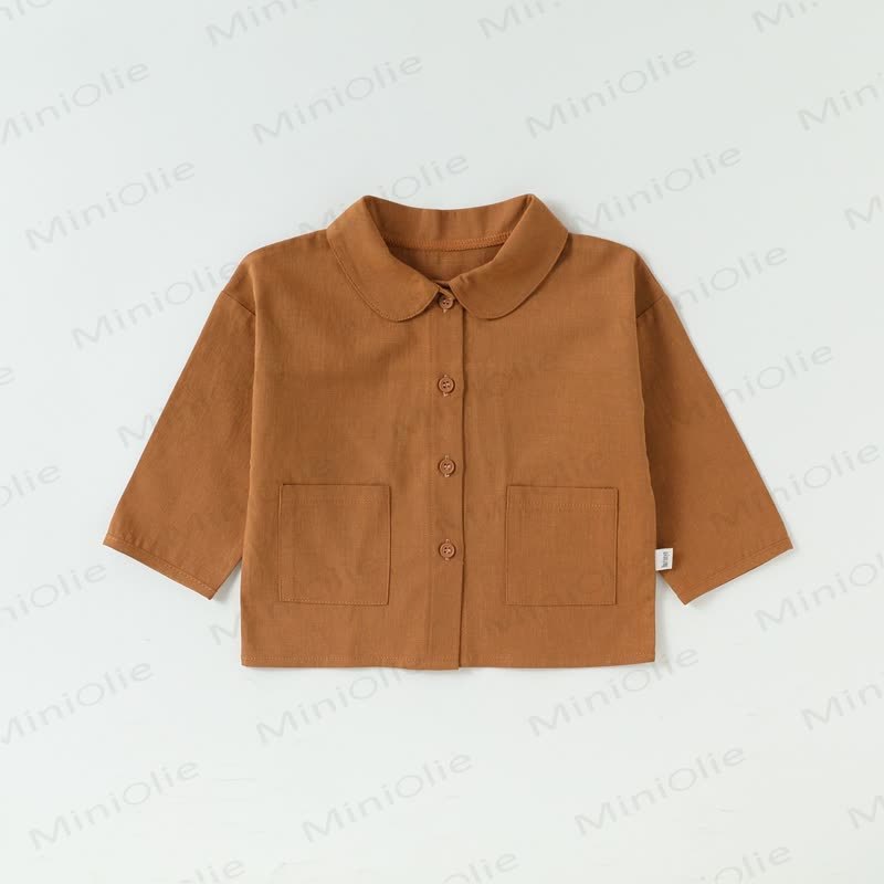 Baby Toddler Solid Color Pocket Shirt - Brown - 3-4T - image 6