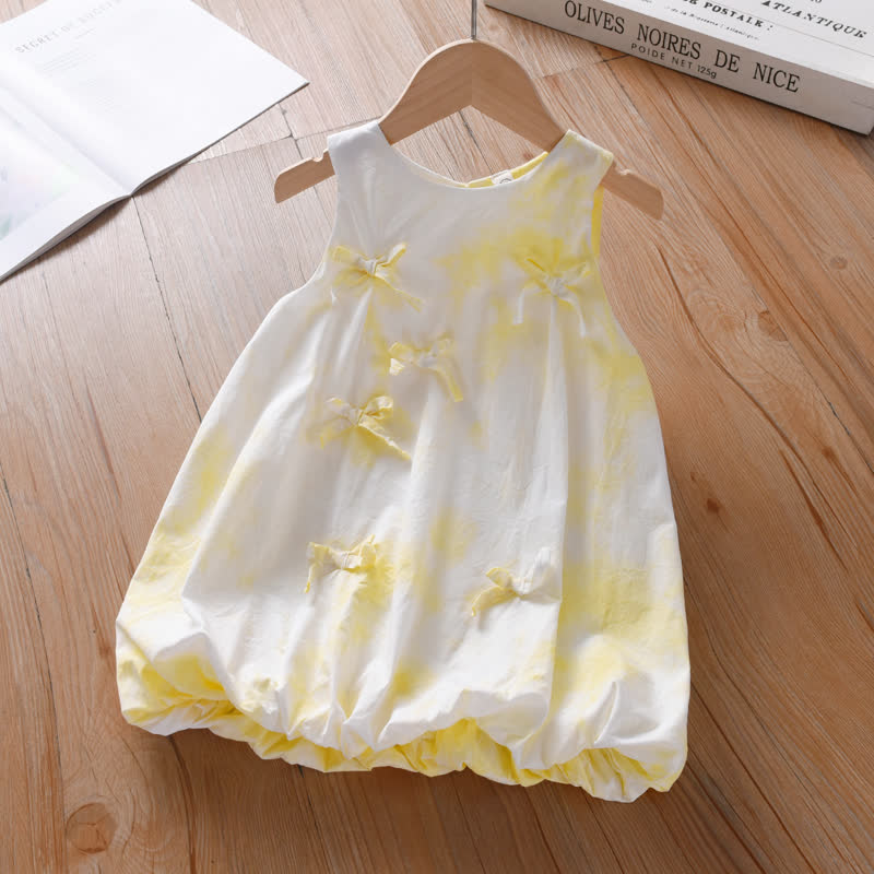 Toddler Bow Tie-dye Sleeveless Dress - Yellow - 4-5T - image 6