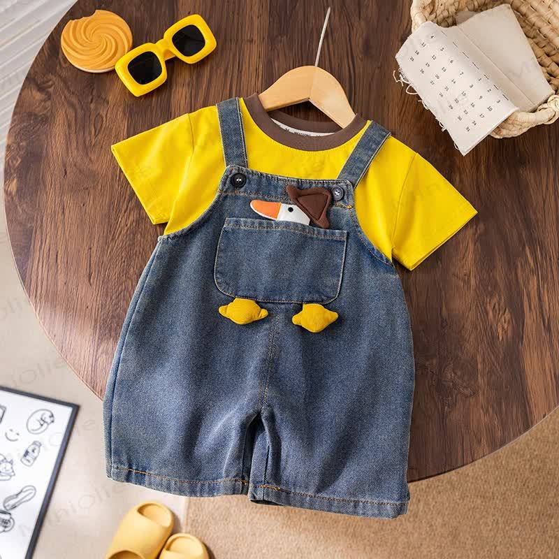 Toddler Duck Tee and Overalls Set - Yellow - 4-5T - image 3