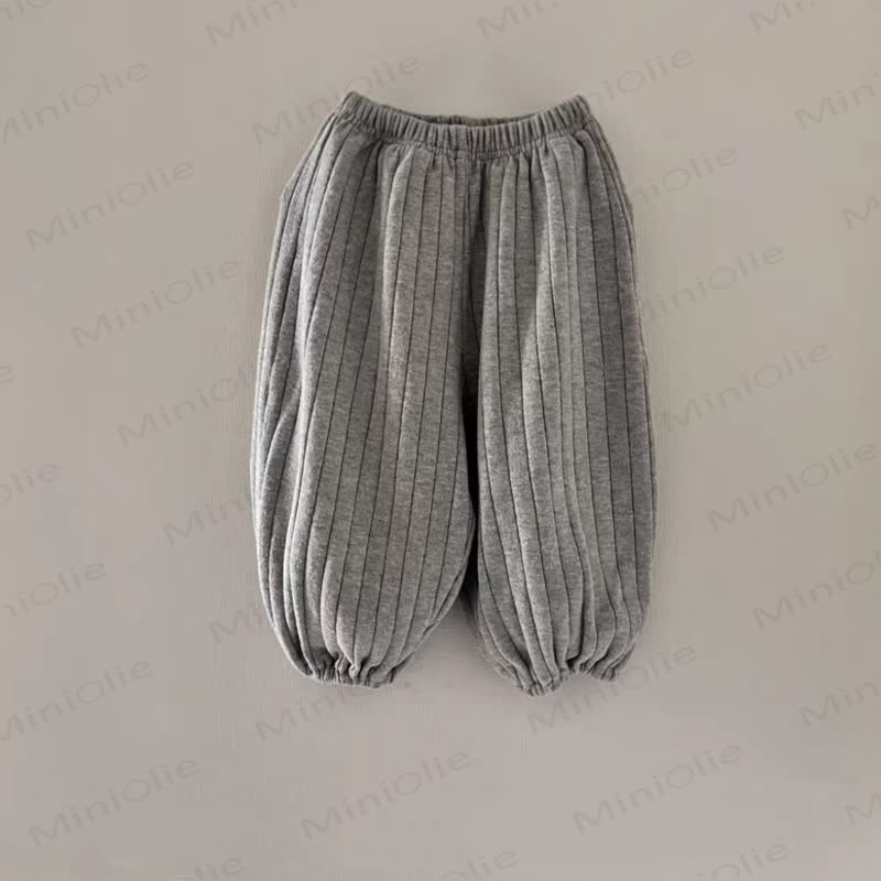 Baby Solid Color Ribbed Loose Pants - Dark Grey - 2-3T - image 1