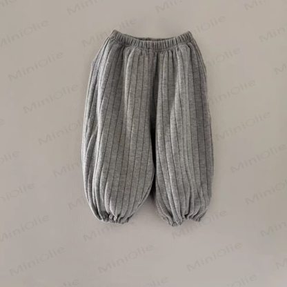Baby Solid Color Ribbed Loose Pants - Dark Grey - 2-3T - image 1