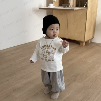 Baby Solid Color Ribbed Loose Pants - image 2