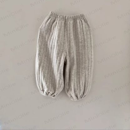 Baby Solid Color Ribbed Loose Pants - Light Grey - 2-3T - image 3