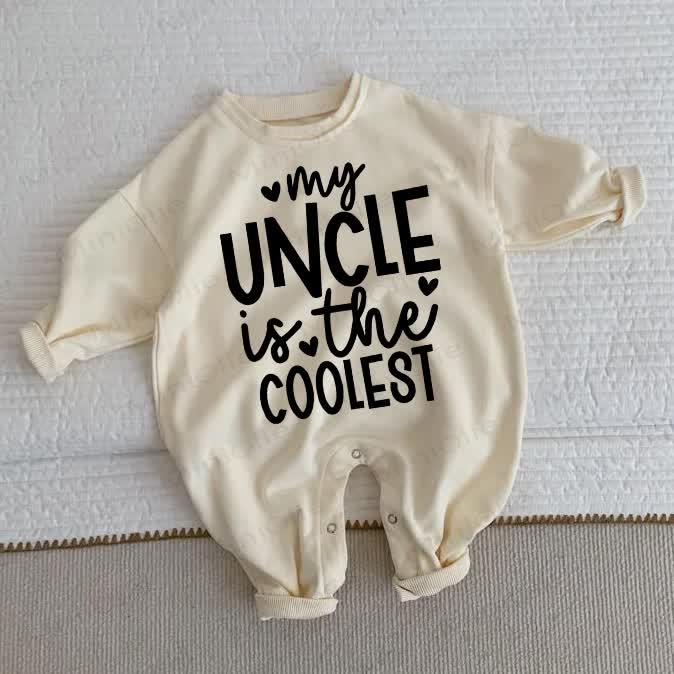 MY UNCLE IS THE COOLEST Baby Toddler Beige Romper - Beige - 2-3T - image 1