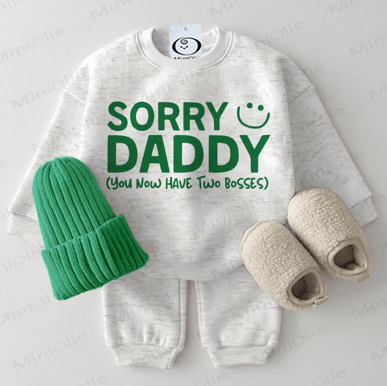 SORRY DADDY (YOU NOW HAVE TWO BOSSES) Baby Sweatshirt 2-piece Light Grey Set - Light Grey - 2-3T - image 1