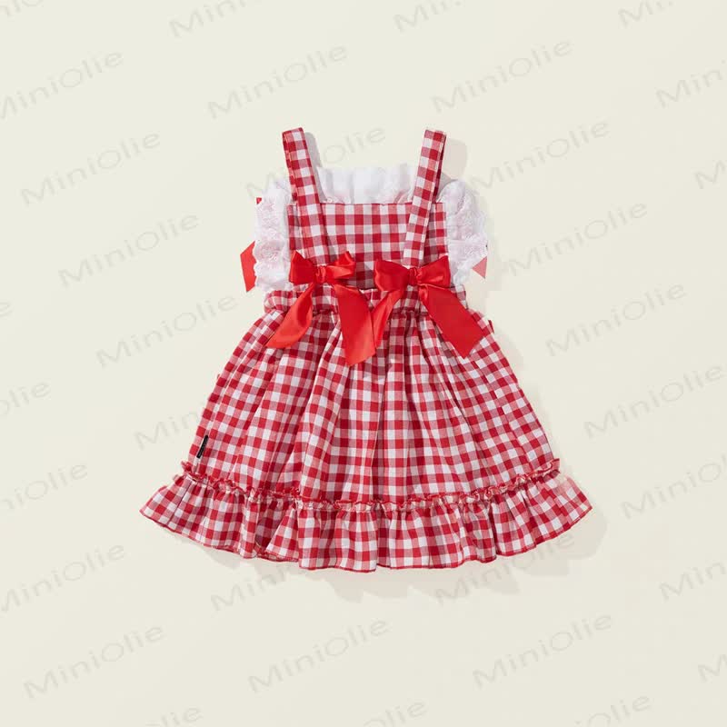 Toddler Girl Red Plaid Sleeveless Dress - Red - 6-7T - image 2
