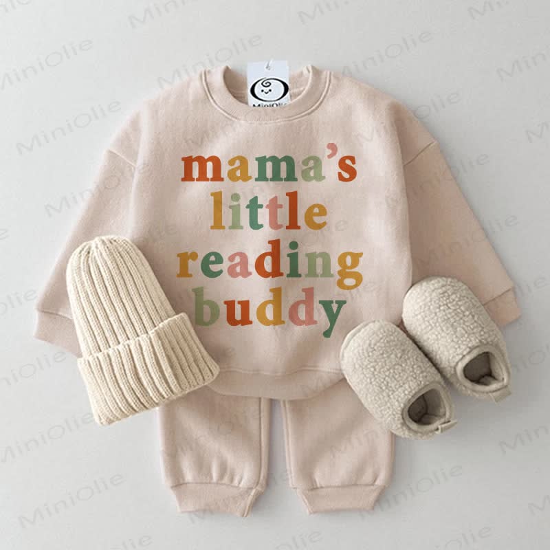 MAMA'S LITTLE READING BUDDY Baby Sweatshirt Beige 2-piece Set - Beige - 2-3T - image 1