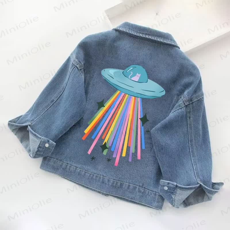 Toddler Kid Spaceship Denim Jacket - Blue - 10-11T - image 1