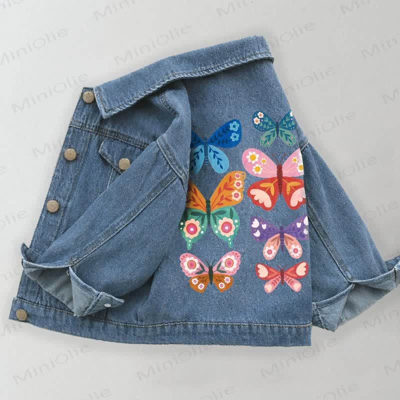 Toddler Kid Butterfly Denim Jacket - Blue - 10-11T - image 1