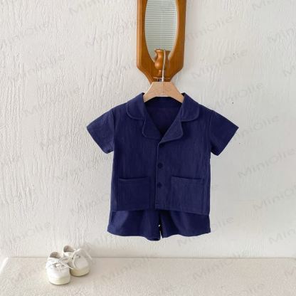 Toddler Solid Color Pocket Tee and Shorts Set - Brown - 6-7T - image 7