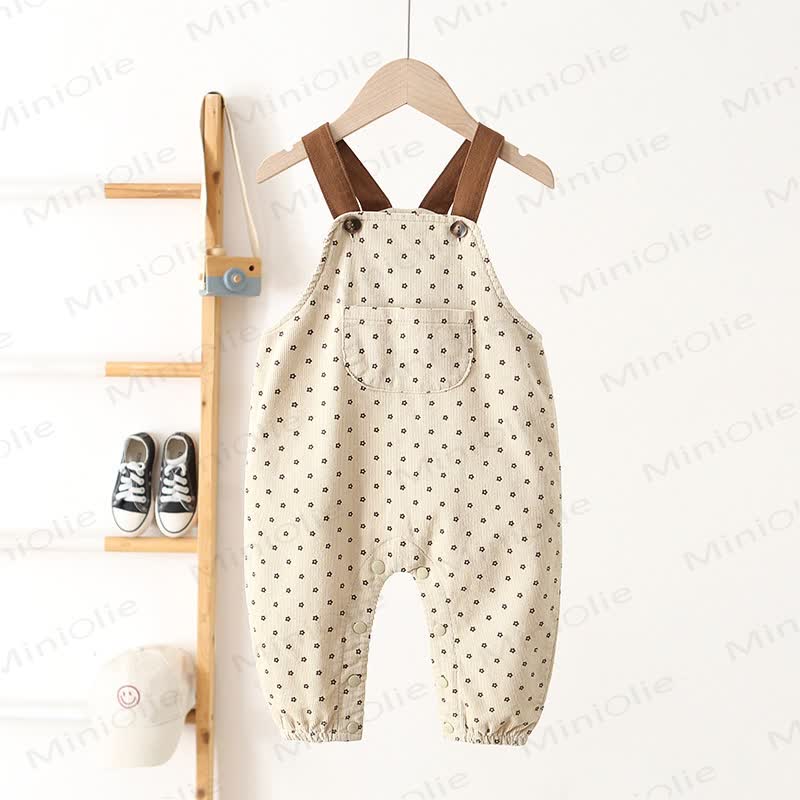 Baby Toddler Corduroy Flower Overalls - Beige - 3-4T - image 1