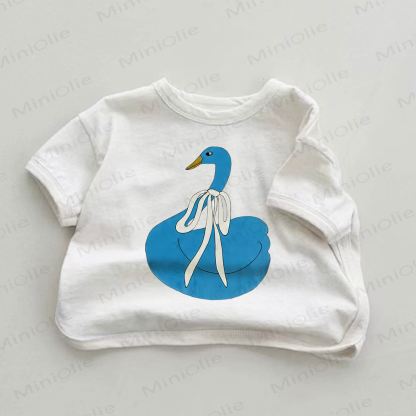 Ribbon Blue Swan Baby White T-shirt - White - 18-24M - image 1