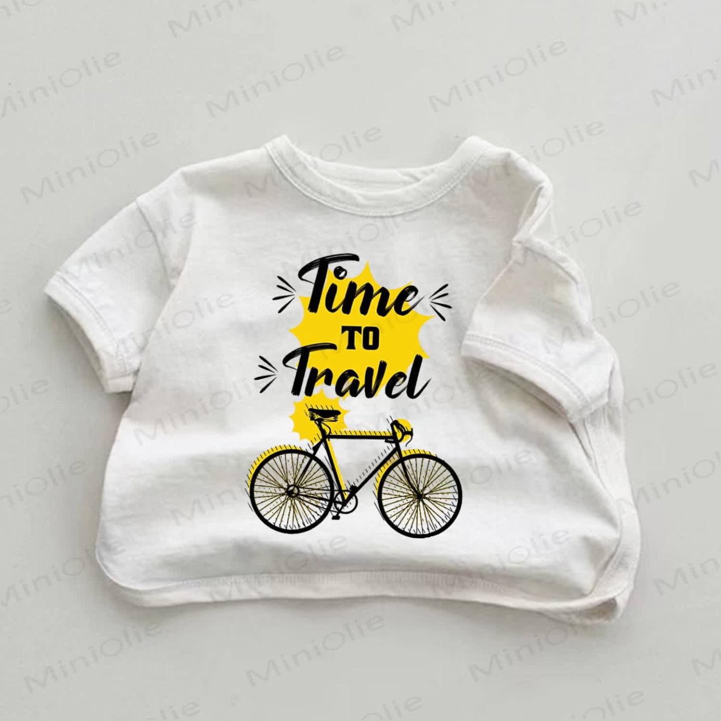 TIME TO TRAVEL Yellow Bicycle Baby White T-shirt - White - 18-24M - image 1