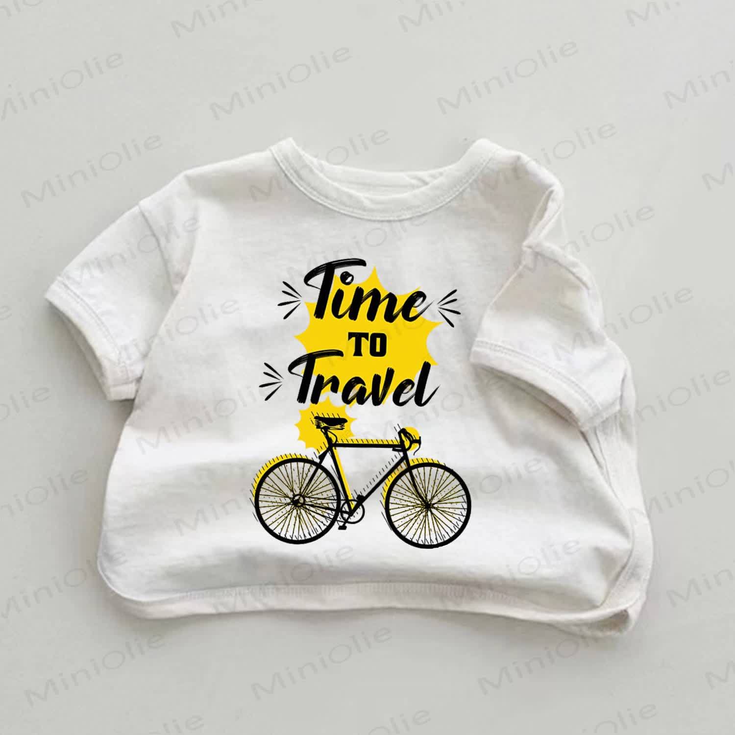 TIME TO TRAVEL Yellow Bicycle Baby White T-shirt - White - 18-24M - image 1
