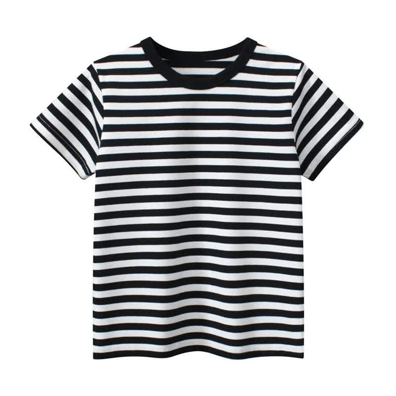 Toddler Kid Boy Striped Tee - Black - 8-9T - image 8