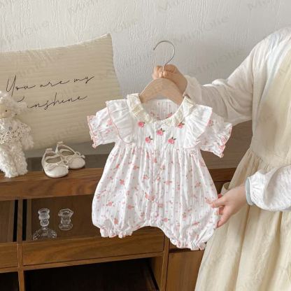 Baby Flower Ruffled Sleeve Romper - image 2