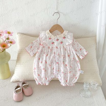Baby Flower Ruffled Sleeve Romper - image 4
