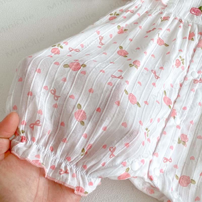 Baby Flower Ruffled Sleeve Romper - image 6