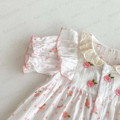 Baby Flower Ruffled Sleeve Romper - image 7