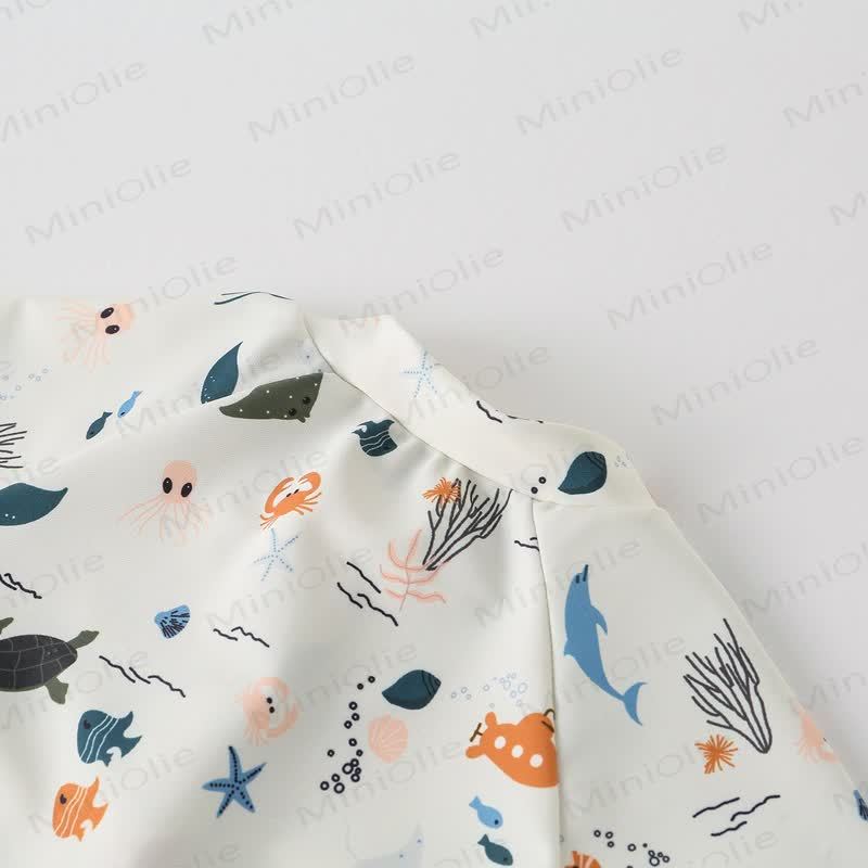 Toddler Boy Whale Turtle Swimsuit with Hat - image 5