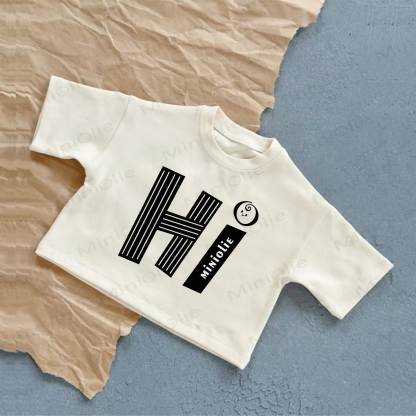 HI Baby Striped Print Summer Casual White T-shirt - White - 2-3T - image 1