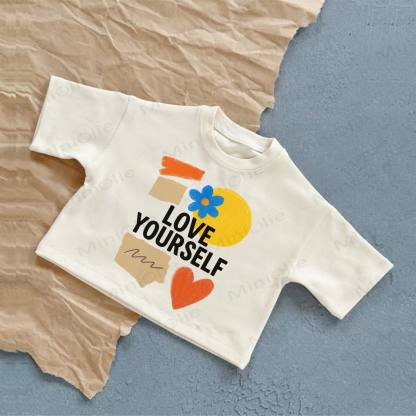 LOVE YOURSELF Baby Flower Heart Summer White T-shirt - White - 2-3T - image 1
