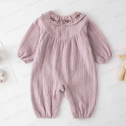Baby Floral Collar Purple Romper - image 2