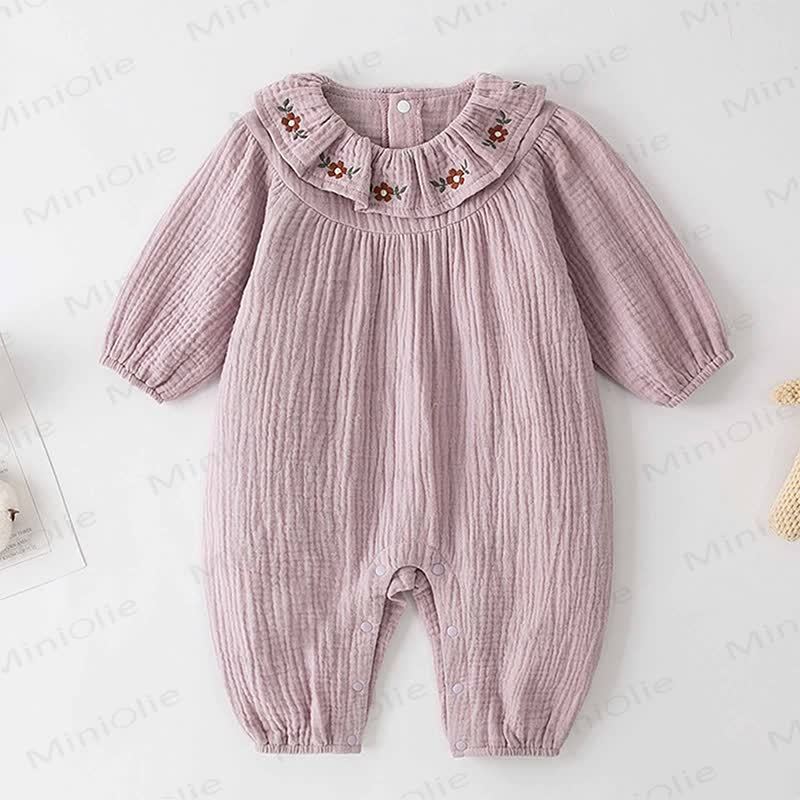 Baby Floral Collar Purple Romper - Purple - 2-3T - image 1