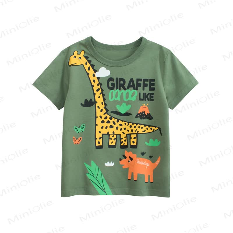 GIRAFFE Toddler Kid Boy Green Tee - Green - 8-9T - image 1