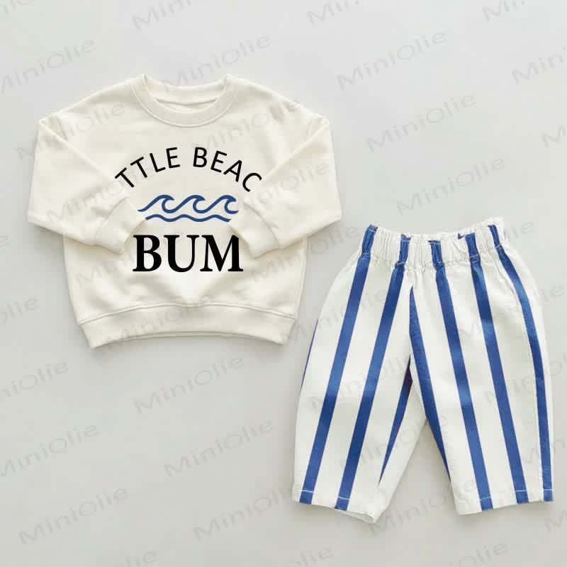 LITTLE BEACH BUM Baby Toddler Blue Striped Pants 2-piece Set - Beige&Blue - 2-3T - image 1